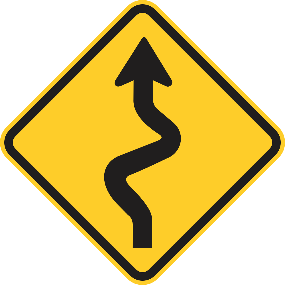 Placa Pista Sinuosa à Esquerda (A-3a)